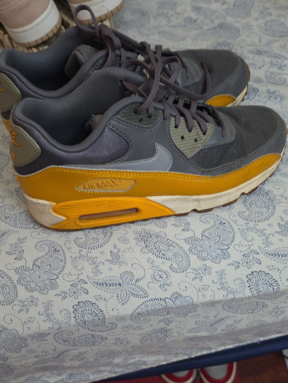 Nike Gray and Mustard Yellow Air Max Sneakers